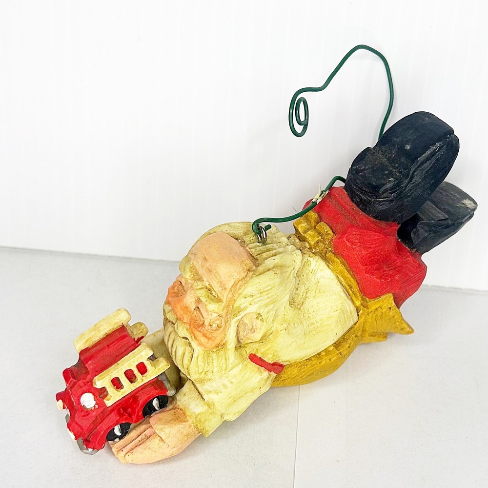 David Frykman Flying Santa With Fire‎ Truck Ornament 1995